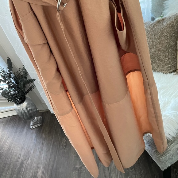 Tan Nude Wrap Belted Midi Dress Size 10 - Picture 8 of 10